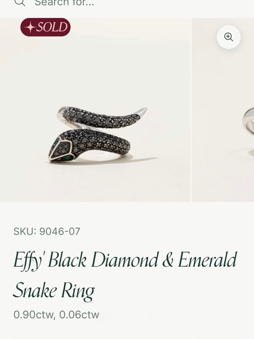 Effy Black and Green Snake Wrap Ring